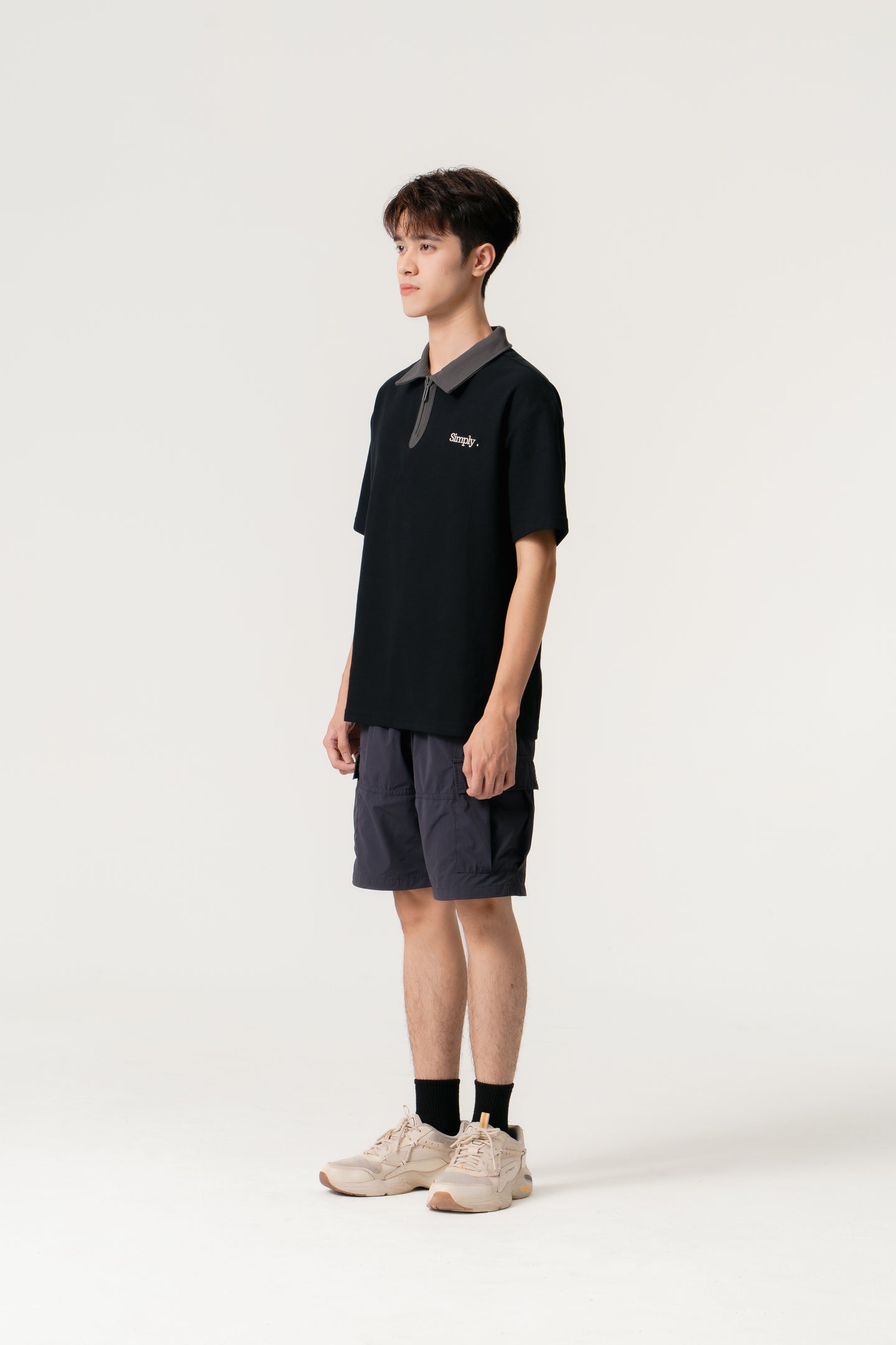 Simply . Unisex Zipper Polo (Black) - Simply